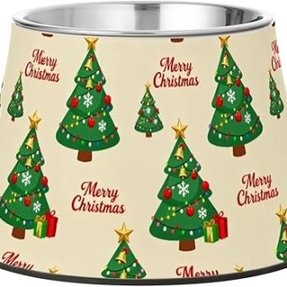 Рождественские зеленые миски для домашних животных в виде елки, приподнятые миски из нержавеющей стали для кошек и маленьких собак, от усталости усов.