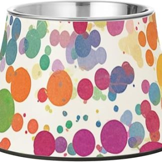 Разноцветная миска для корма и воды для собак в горошек с подставкой, из нержавеющей стали, для кошек, кроликов и птиц.