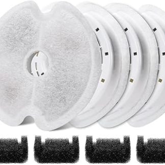 Запасные части для фильтров для воды в фонтанчиках для кошек: фильтр из активированного угля объемом 67 унций/2 л с предварительными фильтрующими губками для фонтанчиков для домашних животных.