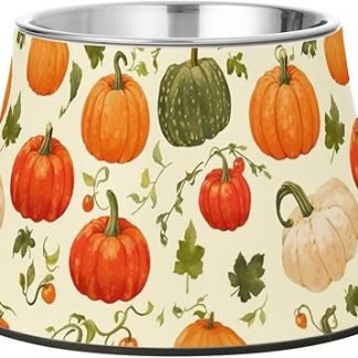 Миска для собак в осеннем стиле с тыквой, подставка из нержавеющей стали для маленьких питомцев, не боящихся усов.