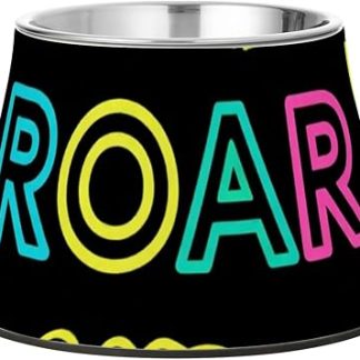 Миска для собачьего корма Roaring Dinosaur, флуоресцентная желтая, зеленая и черная, из нержавеющей стали, для кошек мелких пород, с рисунком усов, символизирующим усталость. Comederos para perros