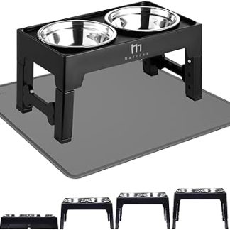 Набор подставок для кормления собак Marchul для средних и крупных собак, 4 подставки для мисок (2 миски и коврик из нержавеющей стали), 1200 мл, подставка для кормления собак со стойкой, размеры: 9 см, 23 см, 27 см, 31 см