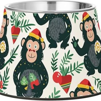 Счастливого Рождества! Зеленая забавная миска для еды с изображением гориллы и зимних животных. Улучшенная миска из нержавеющей стали для любимого питомца. Успокаивающая миска для усов.