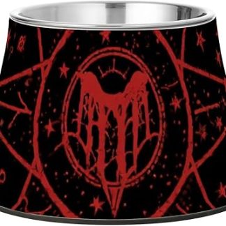 Готическая красно-черная миска для корма для собак в стиле Хэллоуина, таро, астрология, нескользящая миска для воды из нержавеющей стали для собак среднего размера, для медленного поедания.