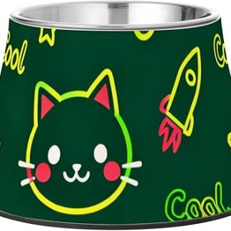 Миски для кормления собак Sweet Cat and Paw темно-зеленого цвета с подставкой из нержавеющей стали. Простые миски для собак среднего размера. Удобные миски для кормления собак.