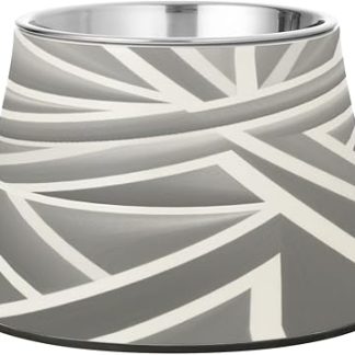 Абстрактное геометрическое искусство, серые миски для корма для собак, нескользящая миска из нержавеющей стали для кошек, идеально подходит для питомцев с усами.