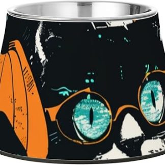 Очки для кошек на Хэллоуин, миски для еды для собак, миски из нержавеющей стали в виде животных, миски для медленного поедания.