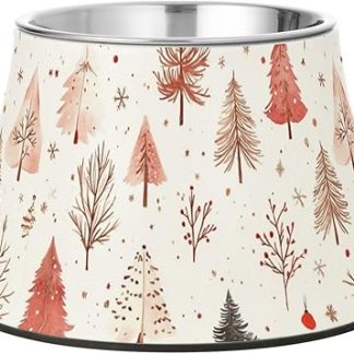 Коричневые миски для корма для собак с рисунком рождественской елки, нескользящие, из нержавеющей стали, для маленьких собак, для медленного приема пищи.