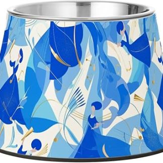 Миска для корма для собак с изображением мультяшной танцовщицы, синяя, с подставкой из нержавеющей стали, приподнятая миска для кошек, медленное кормление, удобное кормление.