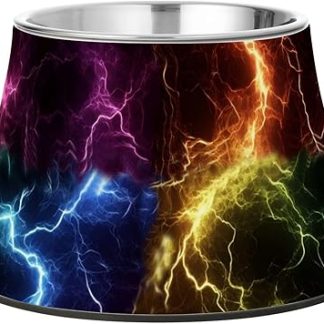 Черная приподнятая миска для воды для домашних животных Lightning, модернизированная приподнятая миска из нержавеющей стали для кошек, предназначенная для медленного кормления собак, безопасная для усов, отдельные миски для корма для домашних животных.