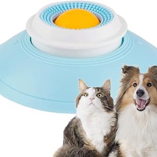 Мячик для вылизывания собак, мячик для вылизывания собак, успокаивающая миска для вылизывания с мячиком, герметичные силиконовые миски для вылизывания с присоской, для собак и кошек (синий-B)