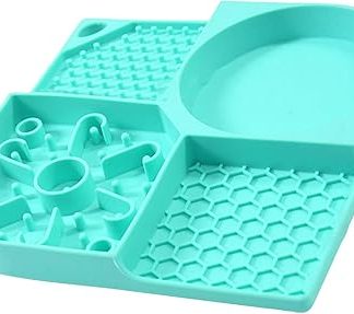 Универсальный коврик для медленного кормления домашних животных, многофункциональный коврик 4-в-1 для вылизывания питомцев и кошек (синий)