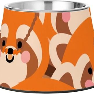 Миска для кормления собак в виде милых мультяшных рыжих лисиц, нескользящая, из нержавеющей стали, для медленного кормления, с эффектом «усиков».