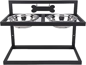 Регулируемая подставка для мисок для собак, регулируемая высота от 3,9 до 13,3 дюймов, съемные миски из нержавеющей стали, станция для кормления собак, приподнятая подставка для мисок для собак.