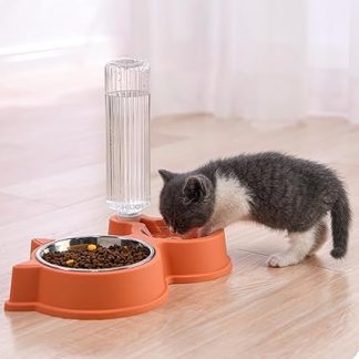Универсальная двойная миска для кошек, без опрокидывания, с автоматическим дозатором корма и воды для животных.