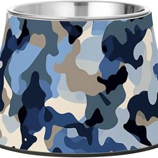 Миски для корма для домашних животных камуфляжного синего цвета с подставкой из нержавеющей стали. Миски для корма для кошек и мелких животных, предназначенные для медленного приема пищи. Platos para perros para comer lento