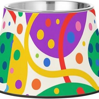 Абстрактное искусство, геометрические, красочные, рельефные изображения животных, миски для еды, нескользящие миски из нержавеющей стали для кошек, собак, кошек, кроликов, птиц, усов, усталости.