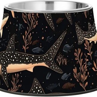 Забавная миска для корма для домашних животных в виде китовой акулы, розовая, черная, нескользящая, из нержавеющей стали, для собак, для медленного кормления, с эффектом облегчения.