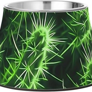Старинные миски для корма для домашних животных Old Slow Style Cactus Neon Green с подставкой, из нержавеющей стали, для кошек, для любителей животных, для снятия усталости и поедания корма.