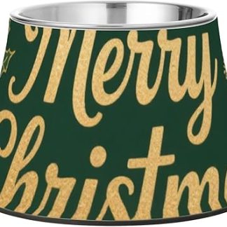 Зелено-золотая миска для воды Elevated Pets Счастливого Рождества для маленьких собак, улучшенная миска для кошачьего корма из нержавеющей стали, приспособление для медленного кормления собак.