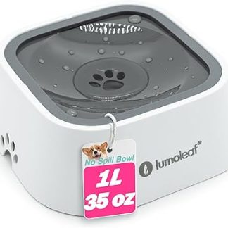 Миска для воды LumoLeaf с защитой от проливания, медленная подача для собак, которые не любят пить, конструкция, предотвращающая капание и разбрызгивание (серая, 992 г)