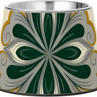 Миски для корма для собак в скандинавском стиле «снежинка, пейсли», серо-зеленые, приподнятые, из нержавеющей стали, удобные для кормления.