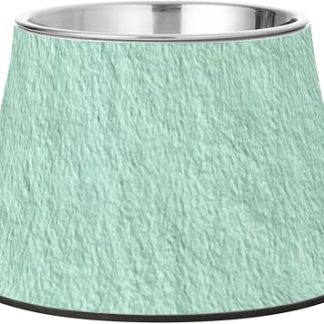 Мятно-зеленые миски для корма для домашних животных с текстурой льна, приподнятые над поверхностью, из нержавеющей стали, простые миски для медленного кормления кошек.