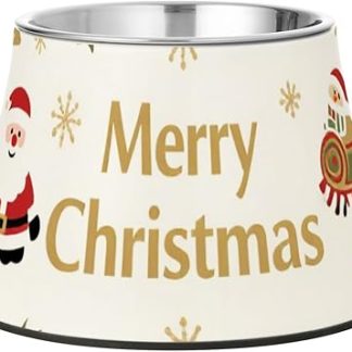 Счастливого Рождества! Золотая снежинка. Черная миска для корма для домашних животных из нержавеющей стали, приподнятая, для медленного и удобного кормления. Plato para gatos