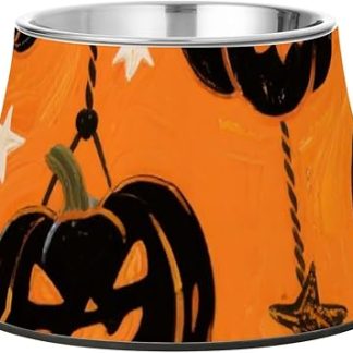 Черная злая тыква на Хэллоуин, миски для кормления собак, улучшенная миска из нержавеющей стали для медленного и комфортного кормления собак.