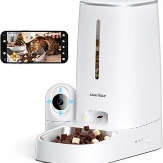 Автоматическая кормушка для кошек с камерой (4 л), видео HD 1080p с ночным видением и двусторонней аудиосвязью, съемная камера, управление через приложение по Wi-Fi 2,4G/5G, функция KI.