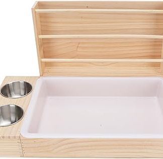 Универсальная кормушка для кроликов 3 в 1: контейнер для сена, лоток для туалета, миски для еды в одном удобном устройстве, вместительный дозатор корма для кроликов, предотвращает опрокидывание.