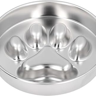 Бесплатная миска для кормления собак из нержавеющей стали с принтом, неглубокая миска для корма для крупных собак.