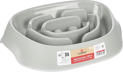 Овальная миска для корма и питья для собак Flamingo Slow Feeder Exqi, зеленая, 34,5 x 24,5 x 8,5 см, с нескользящим резиновым кольцом, подходит для сухого и влажного корма.