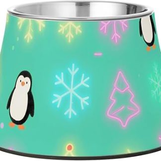 Милые мультяшные белые пингвины, миски для еды и воды из нержавеющей стали на подставке для маленьких питомцев, удобное кормление.