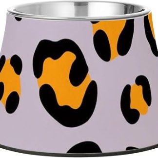 Миски для кормления собак с леопардовым принтом, оранжево-фиолетовые, приподнятые миски из нержавеющей стали для медленного кормления собак, удобные для усов.