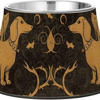 Винтажная готическая миска для еды в виде таксы и тыквы на Хэллоуин с подставкой, из нержавеющей стали, для маленьких домашних животных, удобная для кормления.