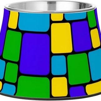 Миска для корма для собак светло-голубого, желтого, бирюзового цвета в клетку, нескользящая, из нержавеющей стали, для маленьких собак, усы, усталость, platos para perros pequenos