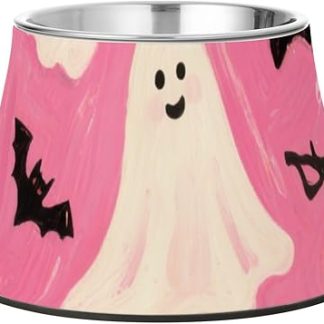 Милая жуткая миска для воды для домашних животных на Хэллоуин, приподнятая миска из нержавеющей стали для собак, кошек, кроликов и птиц, с рисунком усов и усталости. Plato para perro