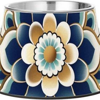 Традиционные китайские миски для собак в сине-золотую цветовую гамму, нескользящие миски из нержавеющей стали для воды для любимых питомцев, миски от усталости собак.