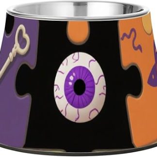 Красочные миски-пазлы на Хэллоуин: черепа, летучие мыши, миски для кормления собак, нескользящая миска из нержавеющей стали с животными, миска для воды для кошек, удобная миска для медленного и комфортного кормления.