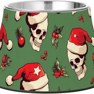 Миска для корма для собак в виде рождественского черепа, приподнятая миска из нержавеющей стали для кормления домашних животных (собак, кошек, кроликов и птиц), с рельефным изображением усов.