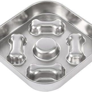 Миска для медленного кормления собак | Миска из нержавеющей стали | Антихлорная миска для пожилых собак, предназначенная для дрессировки путем вылизывания, что способствует улучшению психического здоровья.