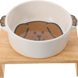 Керамическая миска UPKOCH с приподнятой подставкой для еды и воды для собак и кошек, двойная миска для собак, непроливаемая, с противоскользящим покрытием, для кормления щенков и котят.