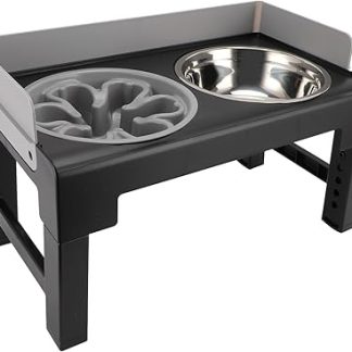 Миска для собак на подставке, регулируемая по высоте, для средних и крупных собак (серая)