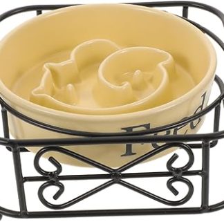 Керамическая кормушка UPKOCH для собак и кошек с подставкой. Противоскользящая кормушка для мелких, средних и крупных животных. Способствует пищеварению и здоровому питанию.