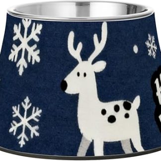 Привет, зима! Миска для собак Hello Winter Deer темно-синего цвета, улучшенная миска для кошек из нержавеющей стали, базовая миска для любимого питомца Whiskers Relief Plato Para Perros
