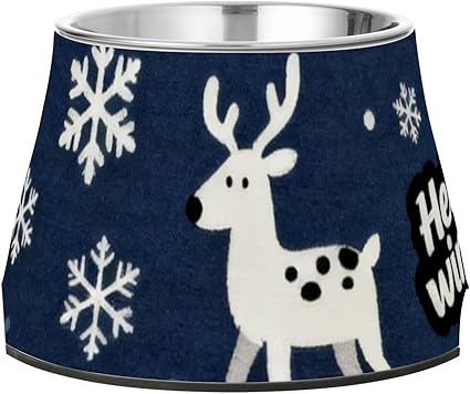 Привет, зима! Миска для собак Hello Winter Deer темно-синего цвета, улучшенная миска для кошек из нержавеющей стали, базовая миска для любимого питомца Whiskers Relief Plato Para Perros