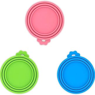 Силиконовые крышки для корма для животных, 3 штуки, силиконовые крышки для корма, для собак и кошек, универсальный размер, подходят практически для всех банок с кормом (розовые,