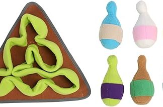 Коврик для кормления с функцией обнюхивания, замедляющий процесс приема пищи и уменьшающий скуку; коврик-головоломка для кормления собак с пищащей игрушкой для боулинга для тренировки обоняния.