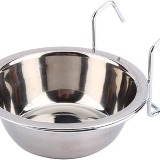 Миска для воды Keenso для клетки, из нержавеющей стали, с крючками для удобного крепления, идеально подходит для собак и мелких домашних животных.